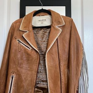 Real leather jacket with white fringe